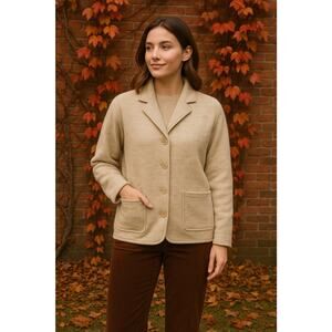 Jones NY 100% Wool Oatmeal Cardigan L